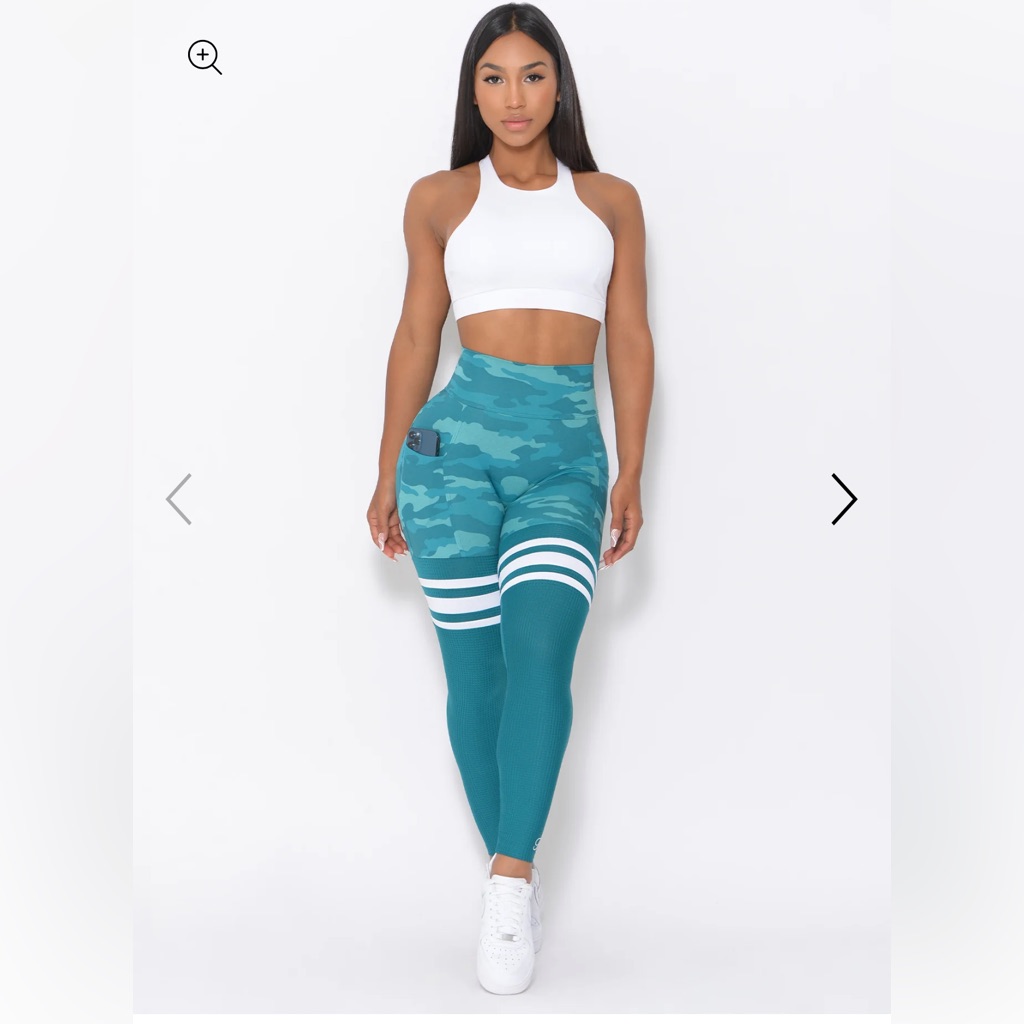 Teal Camo Scrunch Thigh Highs